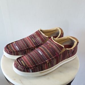 Twisted X Women’s Slip-On Loafers in Multi Burgundy Stripe Size 7.5